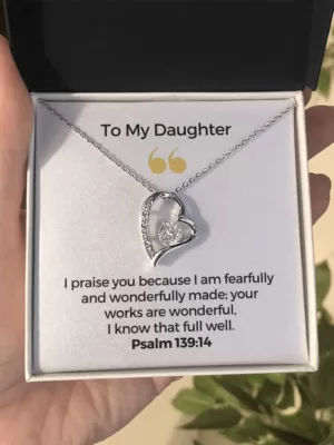 "Unlock Her Power: Daughters Gifts - Captivating Necklace & Empowering Message Card Set"