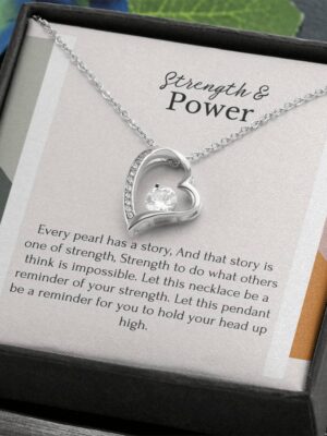 Cheer up gift for friend, Pearl of Strength necklace gift in Sterling silver