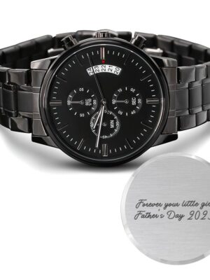 7 Seller Customized Engraved Design Black Chronograph Watch