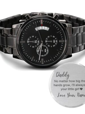 6 Seller Customized Engraved Design Black Chronograph Watch
