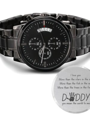 9 Seller Customized Engraved Design Black Chronograph Watch