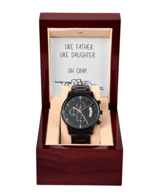 8 BlackChronograph Watch with Msg card & Mohagny box
