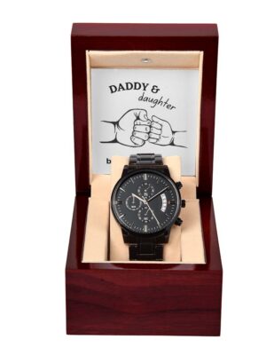 7 BlackChronograph Watch with Msg card & Mohagny box