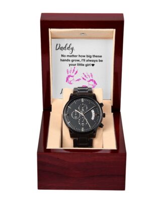 9 BlackChronograph Watch with Msg card & Mohagny box