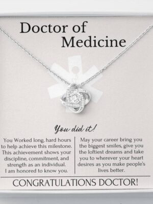 Doctor Graduation Gift for her, Graduation Gift for Doctor, MD congratulations necklace card, Circles necklace Sterling Silver 14K Gold