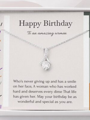 Birthday Necklace for her, Birthday Jewelry card, interlocking circles necklace in Sterling Silver