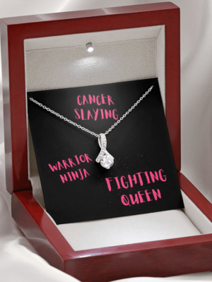 Cancer Fighter Message Card Cancer Warrior Cancer Get Well Message Card and Necklace Cute Get Well Gift Breast Cancer Support Message Cancer Encouragement Care Package